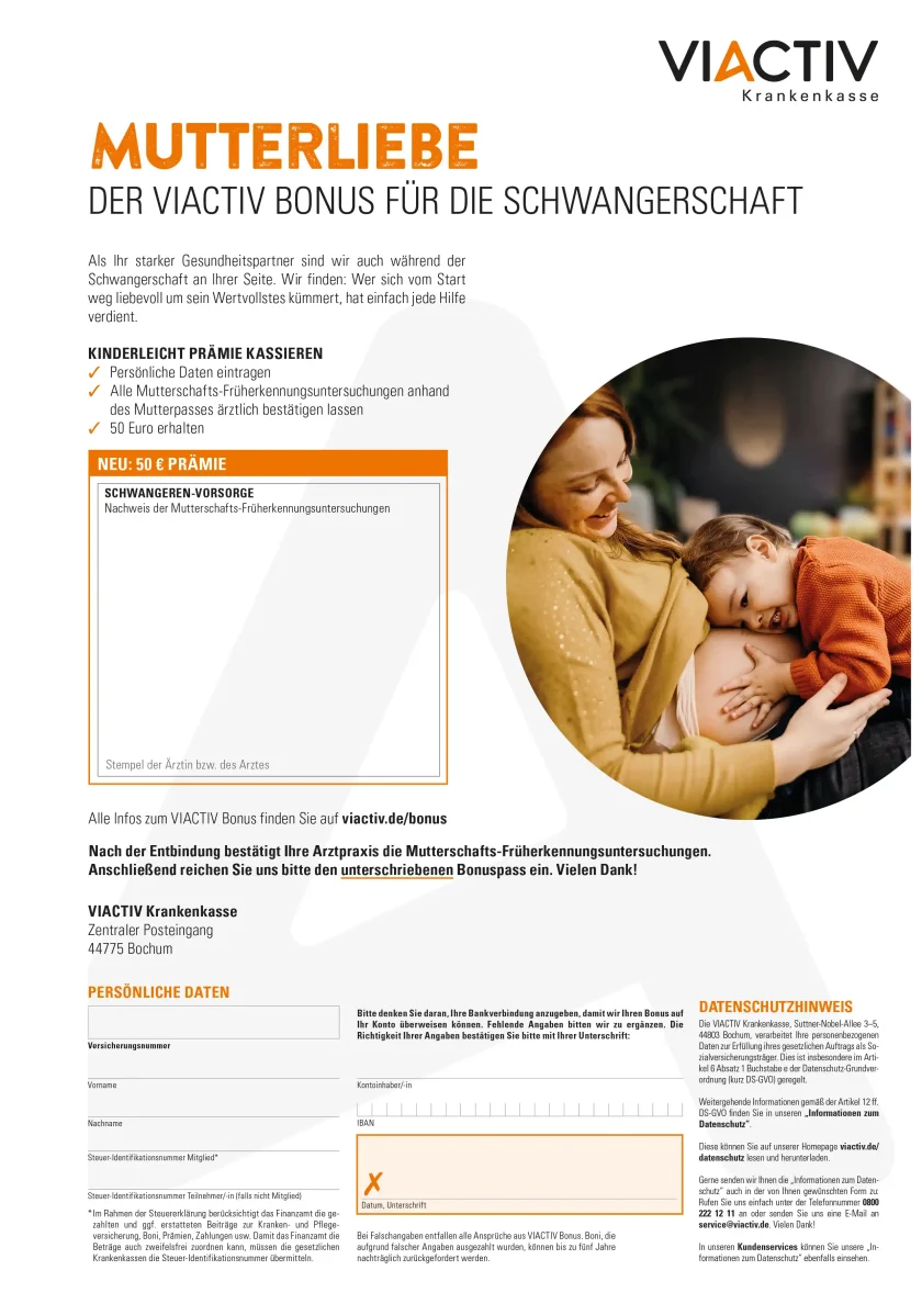 VIACTIV Bonuspass Mutterliebe - Bonus für die Schwangerschaft | VIACTIV Krankenkasse