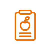 Icon mit einem Klemmbrett, auf dem ein Apfel zu sehen ist. | VIACTIV Krankenkasse