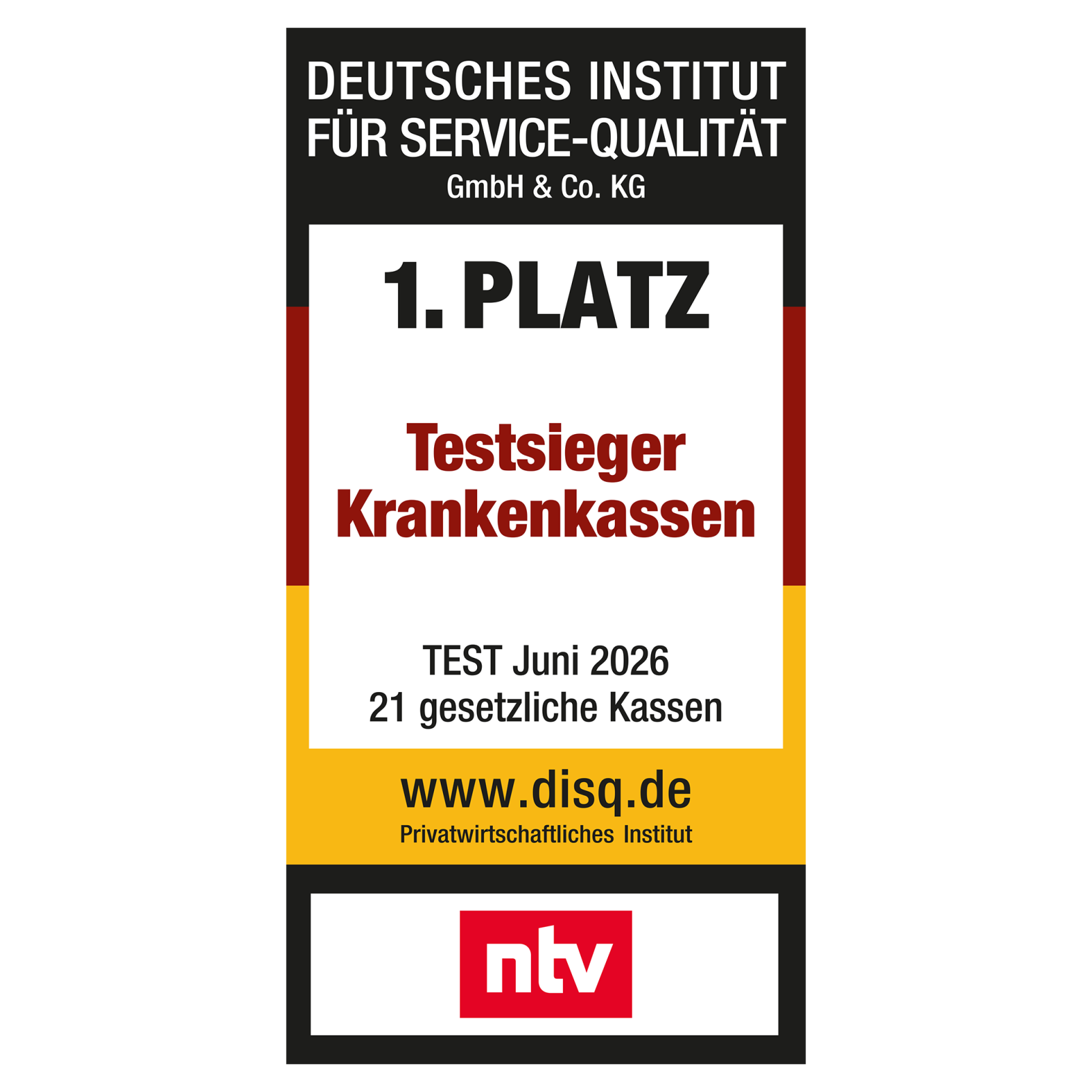ntv-Platz1-Testsieger-Gesetzliche Krankenkassen_2026 | VIACTIV Krankenkasse