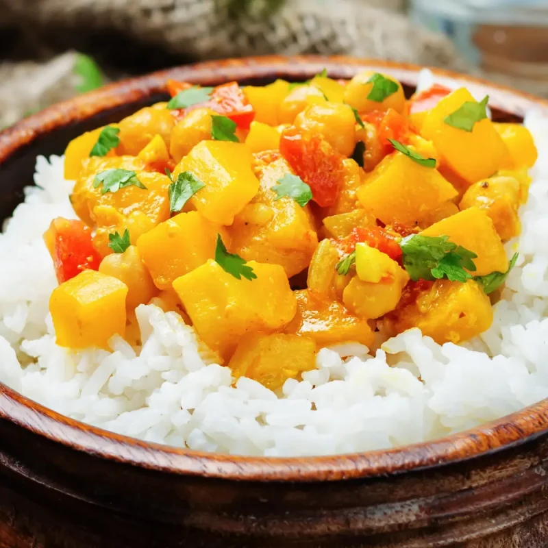 Kürbis-Süßkartoffel-Linsen-Curry mit Reis | VIACTIV Krankenkasse