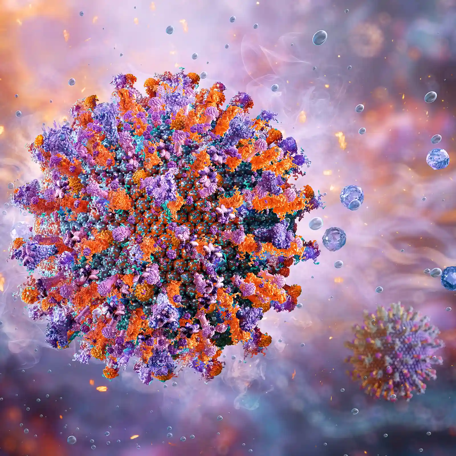 Medizinische 3-D Illustration zeigt das Virus der Gürtelrose. | VIACTIV Krankenkasse
