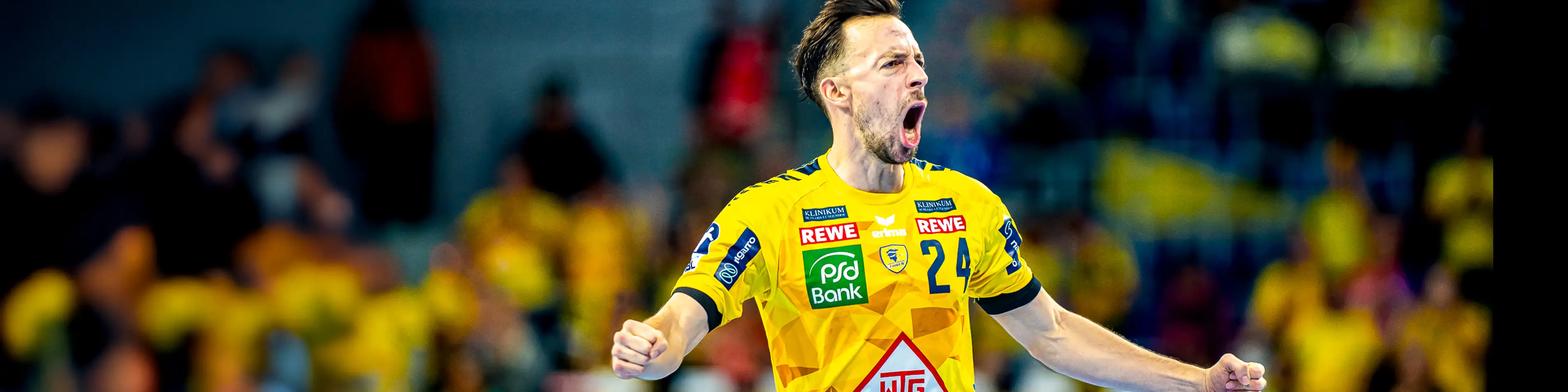 Ein Handballspieler der Rhein-Neckar Löwen jubelt. | VIACTIV Krankenkasse